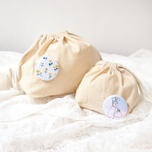 ハンドメイド用 コットンポーチ巾着 生成り S/Mサイズ ES320/ES321