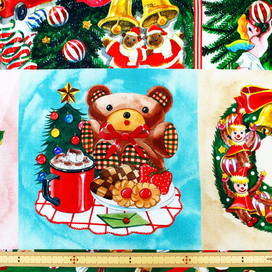 ハンドメイド素材 パネル生地 ハッピーホリデー クリスマス sabuさんコラボ 水彩イラスト 110×50cm