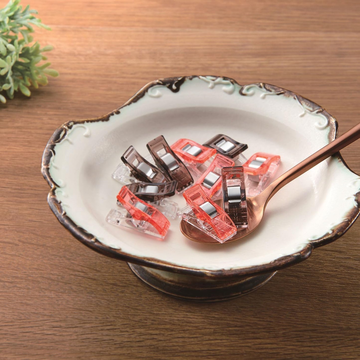 Clover クロバー 仮止めクリップ<ピーチ&モカ> 計10個入 CL22-742