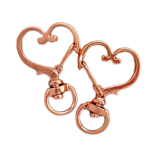 ハート型チャームナスカン(2個入)ピンクゴールド/ゴールド/ アンティーク/シルバー 約35mm