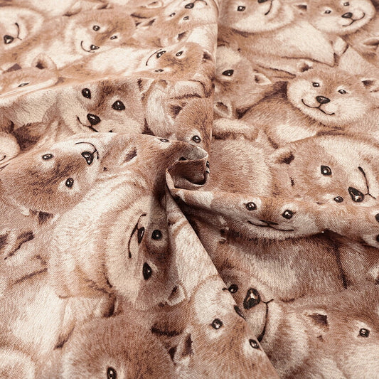 柴犬柄 綿麻キャンバス生地|30cm×110cm カットクロス