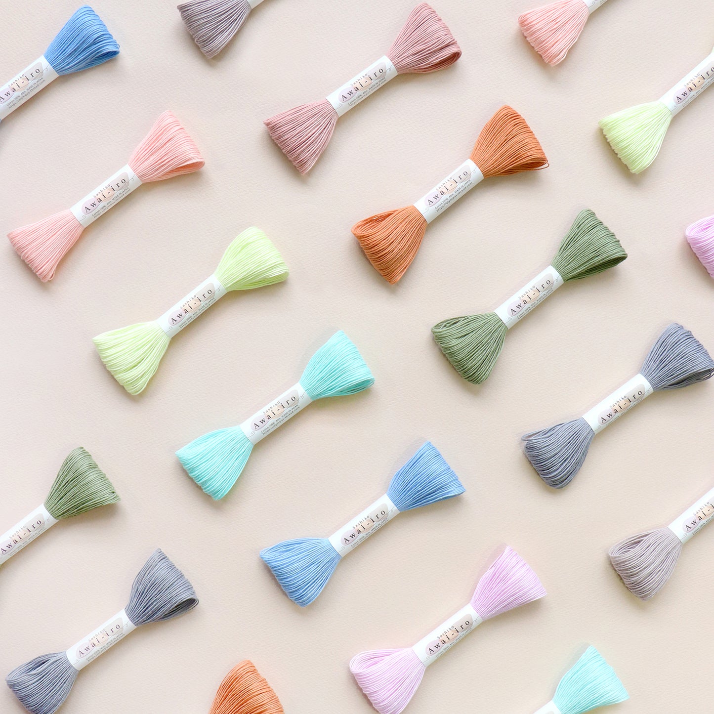 Olympus オリムパス 刺し子糸 Sashiko Awai-iro パステルカラー10色セット 綿100% 1カセ約40m×10