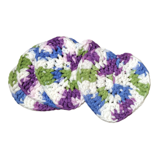 ハンドメイド・ハート型コースター 4枚セット — 綿100%・洗濯可・約10cm