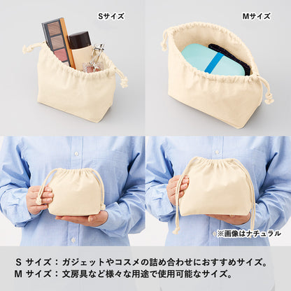 ハンドメイド用 コットンポーチ巾着 生成り S/Mサイズ ES320/ES321