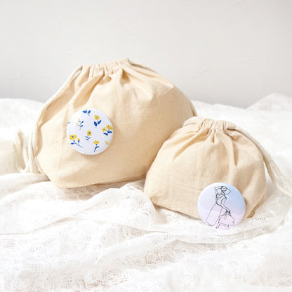 ハンドメイド用 コットンポーチ巾着 生成り S/Mサイズ ES320/ES321