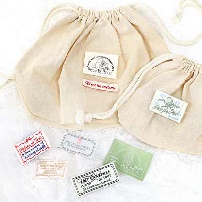 ハンドメイド用 コットンポーチ巾着 生成り S/Mサイズ ES320/ES321