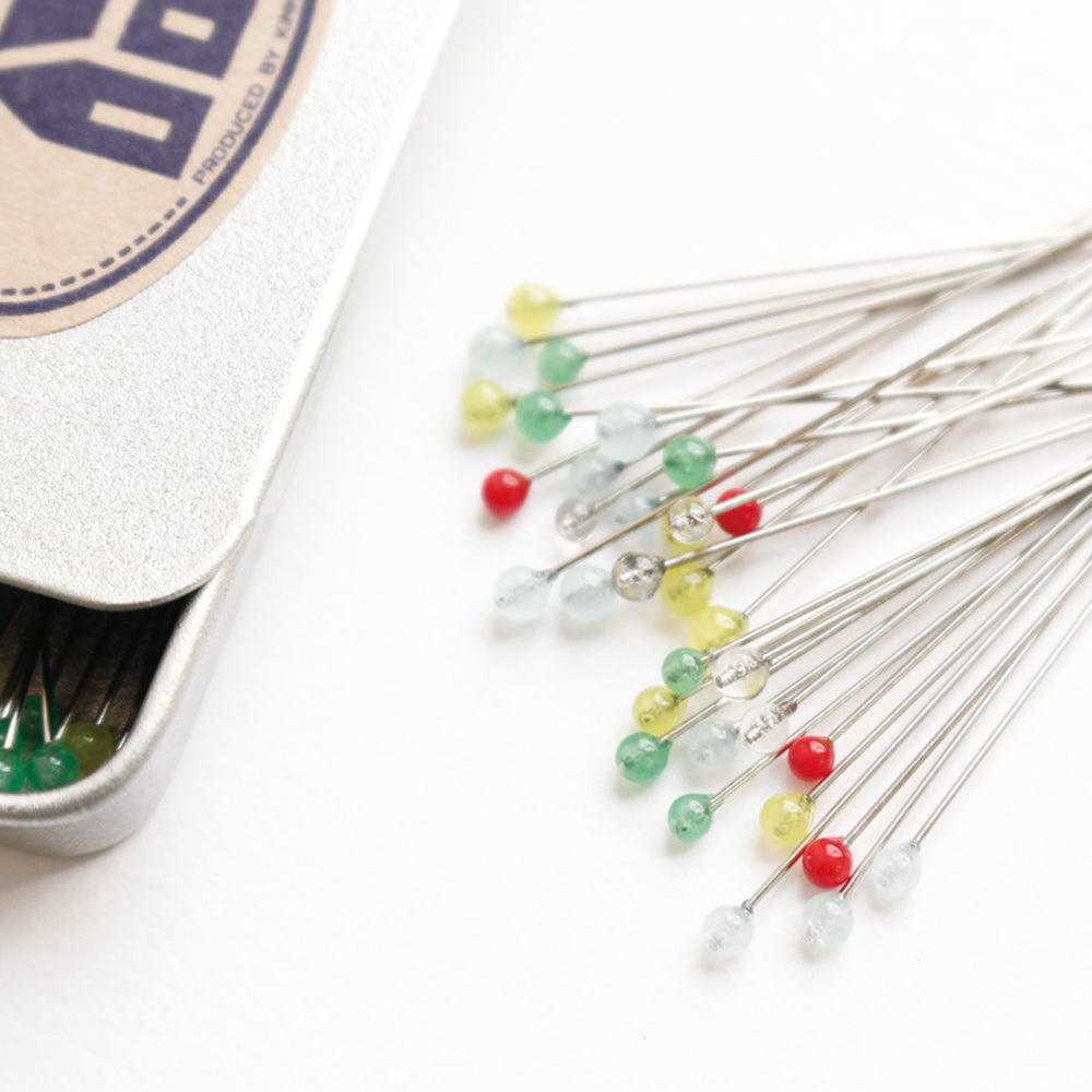 Kaneki Thread Industry Little House NEW Sewing Pins (LH441041) with Premium Glass Beads, Tin (80 Pins) 