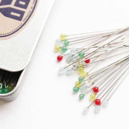 Kaneki Thread Industry Little House NEW Sewing Pins (LH441041) with Premium Glass Beads, Tin (80 Pins) 