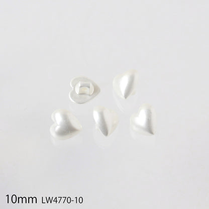ハート型パールボタン 5個入 10mm～15mm 4サイズ LW4770