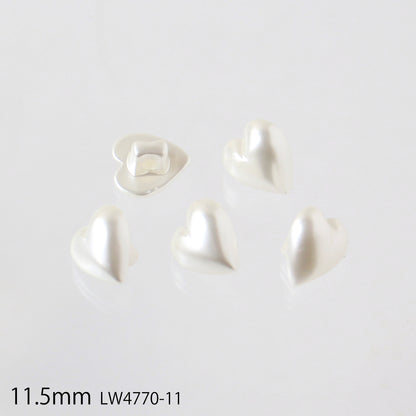 ハート型パールボタン 5個入 10mm～15mm 4サイズ LW4770