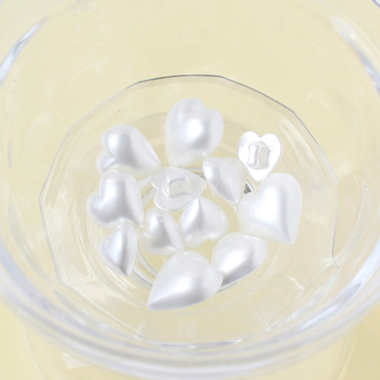 ハート型パールボタン 5個入 10mm～15mm 4サイズ LW4770