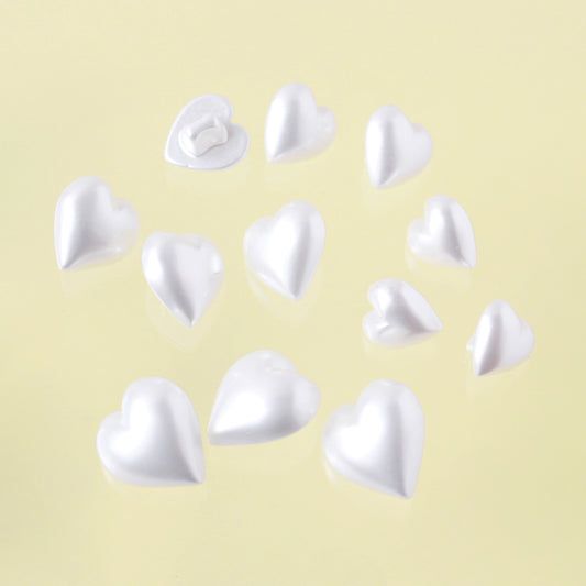 ハート型パールボタン 5個入 10mm～15mm 4サイズ LW4770