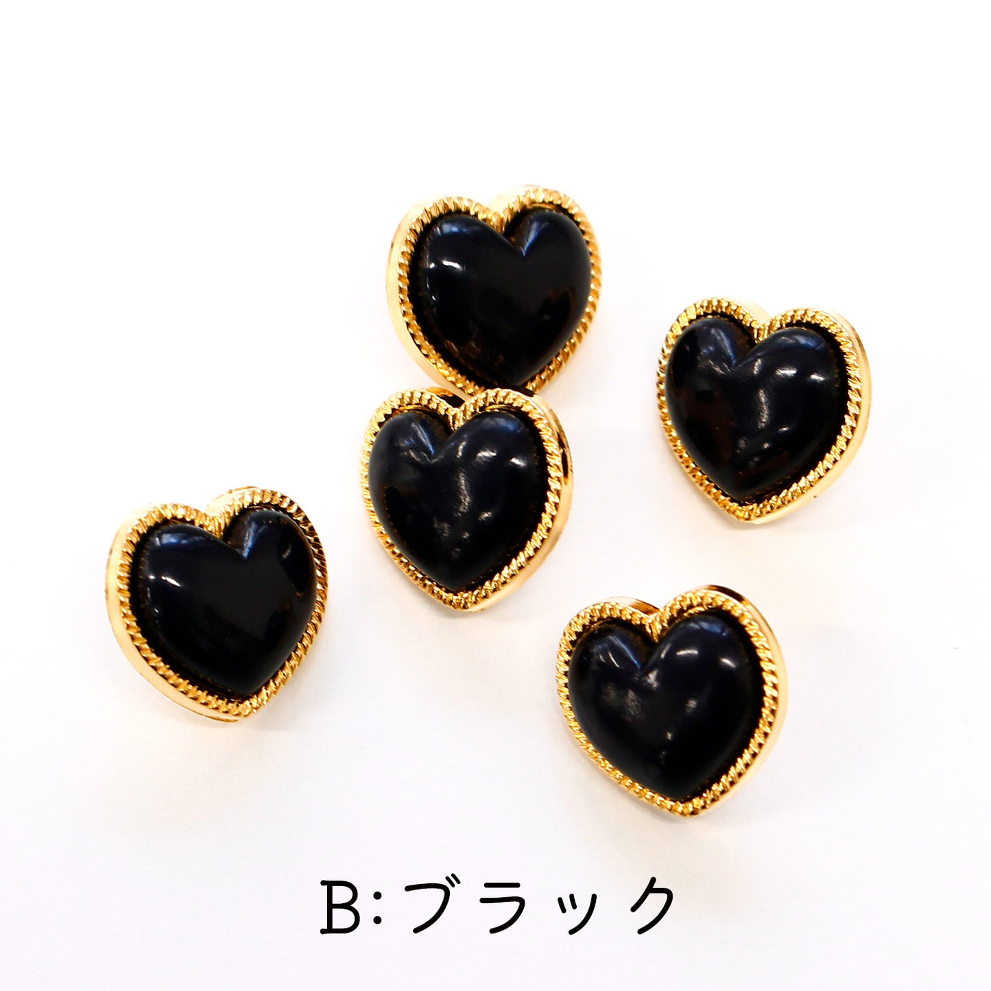 ハート型ボタン 11.5mm 5個入 （赤・黒・白）2511-11