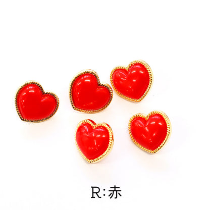 ハート型ボタン 11.5mm 5個入 （赤・黒・白）2511-11