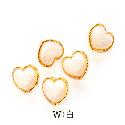 ハート型ボタン 11.5mm 5個入 （赤・黒・白）2511-11