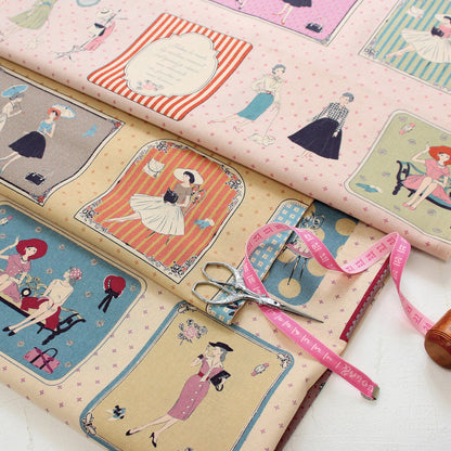 ハンドメイド素材 パネル生地 マドモアゼル レトロ koko seki Couturiere 日本製 108×60cm