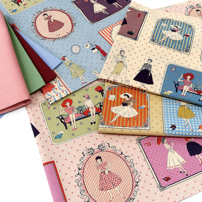 ハンドメイド素材 パネル生地 マドモアゼル レトロ koko seki Couturiere 日本製 108×60cm