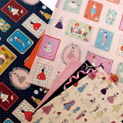 ハンドメイド素材 パネル生地 マドモアゼル レトロ koko seki Couturiere 日本製 108×60cm