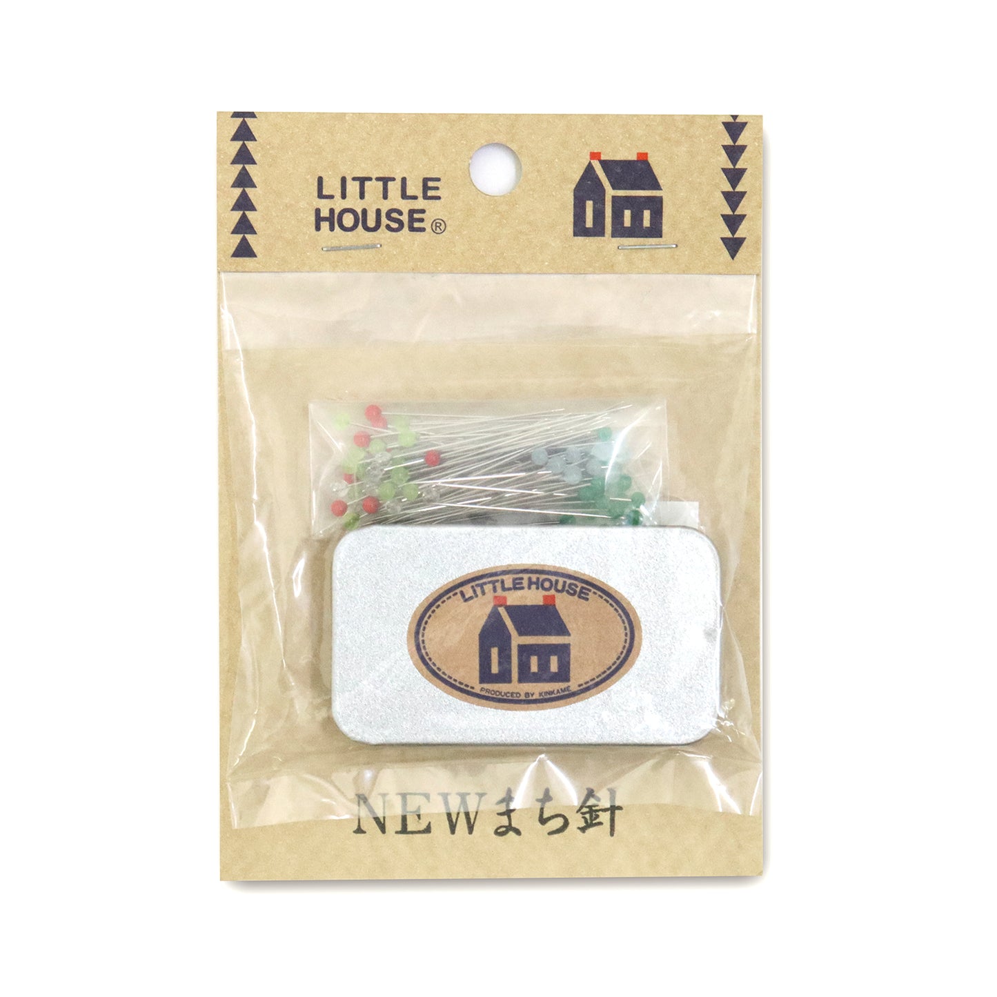 Kaneki Thread Industry Little House NEW Sewing Pins (LH441041) with Premium Glass Beads, Tin (80 Pins) 