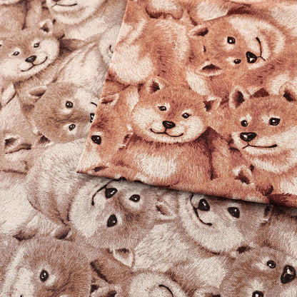 柴犬柄 綿麻キャンバス生地｜30cm×110cm カットクロス