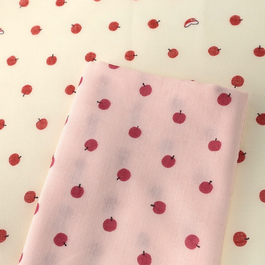 和ざらしガーゼ プリント二重ガーゼ手拭い〈りんご柄〉88×34cm カットクロス