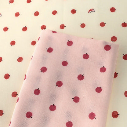 和ざらしガーゼ プリント二重ガーゼ手拭い〈りんご柄〉88×34cm カットクロス