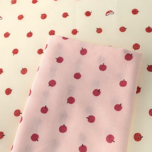 和ざらしガーゼ プリント二重ガーゼ手拭い〈りんご柄〉88×34cm カットクロス
