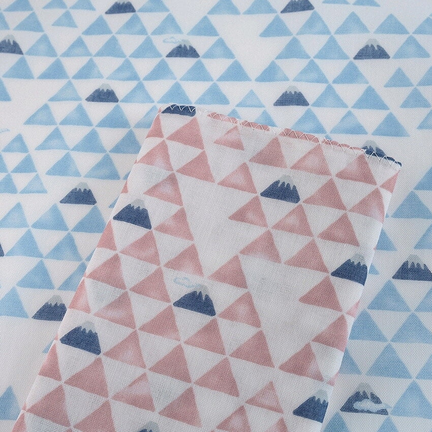 和ざらしガーゼ プリント二重ガーゼ手拭い〈うろこ富士柄〉88×34cm カットクロス