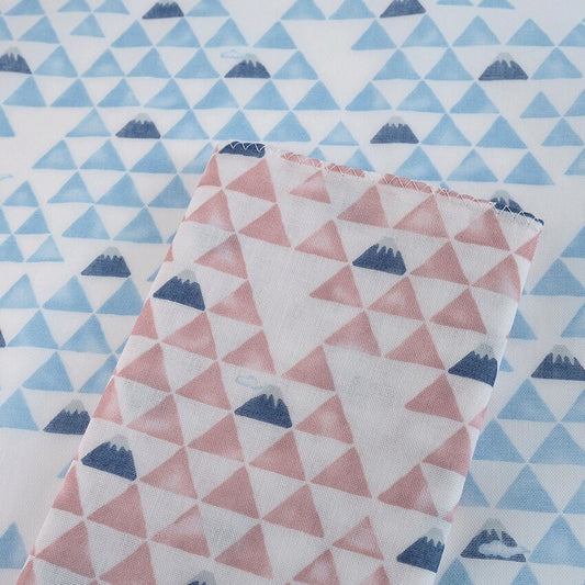 和ざらしガーゼ プリント二重ガーゼ手拭い〈うろこ富士柄〉88×34cm カットクロス