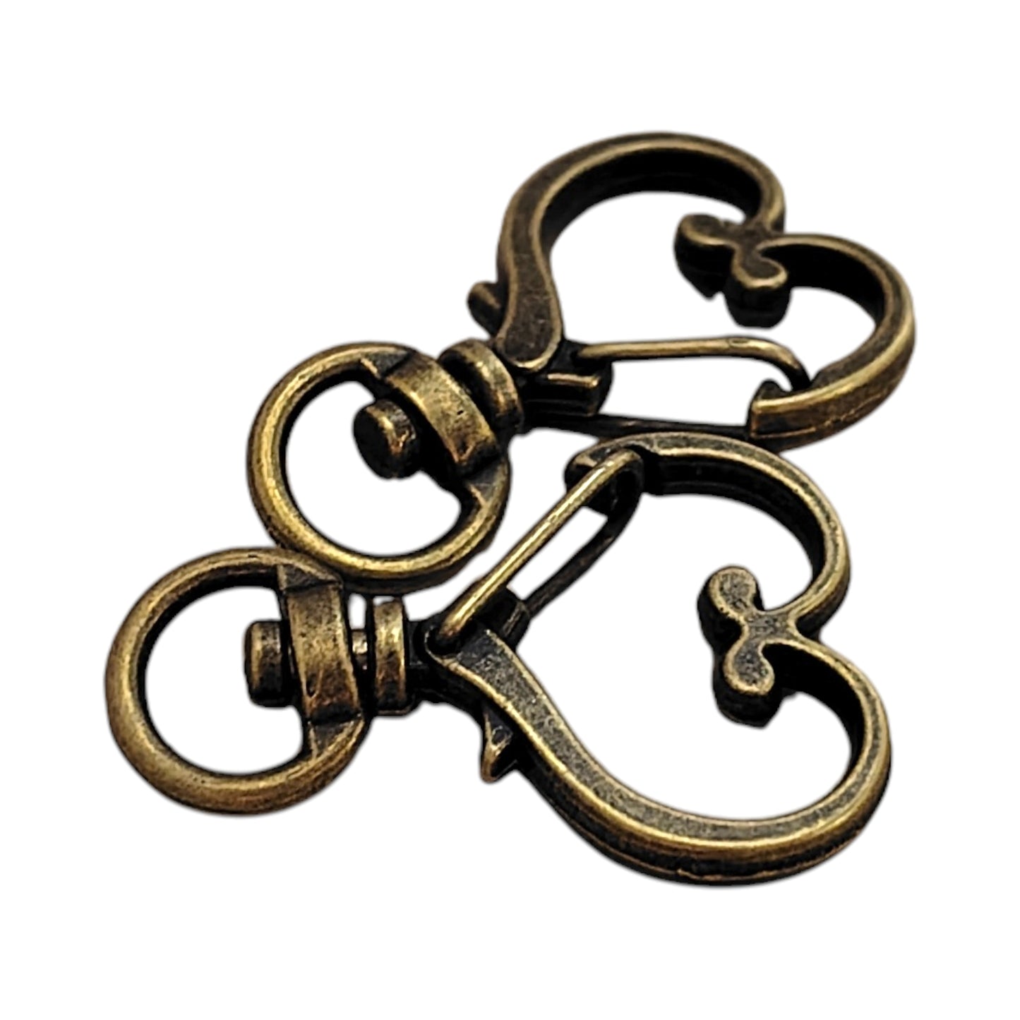 ハート型チャームナスカン（2個入）ピンクゴールド／ゴールド／ アンティーク／シルバー 約35mm