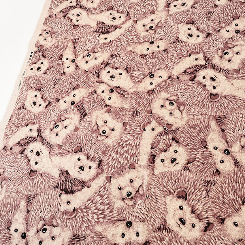 ハリネズミ柄 綿麻キャンバス生地｜30cm×110cm カットクロス