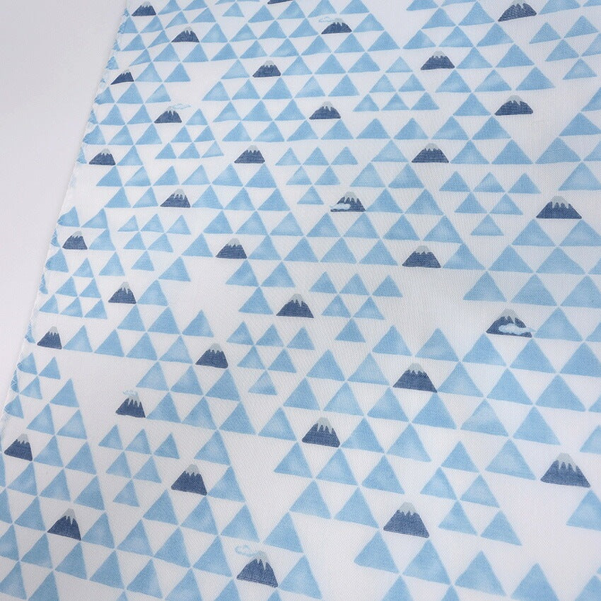 和ざらしガーゼ プリント二重ガーゼ手拭い〈うろこ富士柄〉88×34cm カットクロス