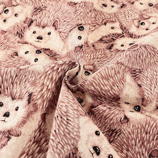 ハリネズミ柄 綿麻キャンバス生地｜30cm×110cm カットクロス