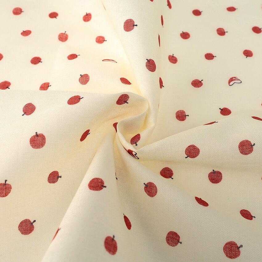 和ざらしガーゼ プリント二重ガーゼ手拭い〈りんご柄〉88×34cm カットクロス