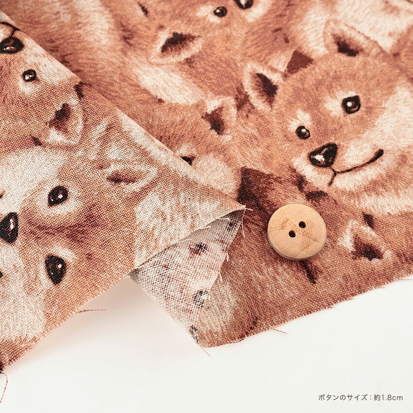 柴犬柄 綿麻キャンバス生地｜30cm×110cm カットクロス