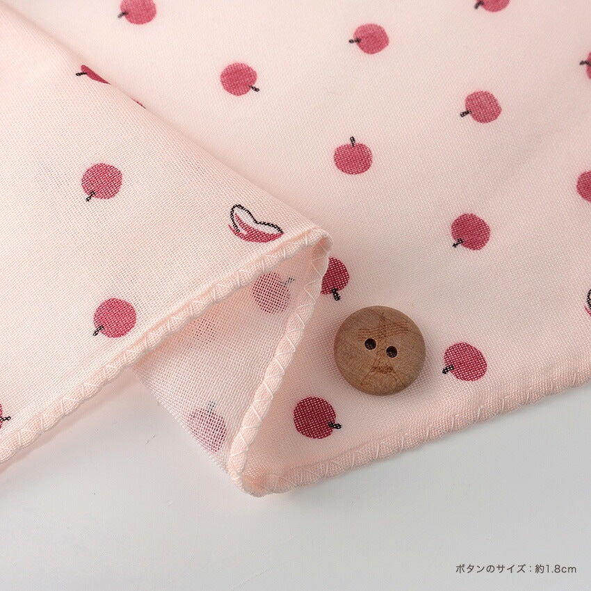 和ざらしガーゼ プリント二重ガーゼ手拭い〈りんご柄〉88×34cm カットクロス