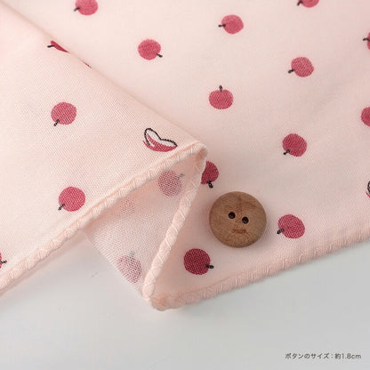 和ざらしガーゼ プリント二重ガーゼ手拭い〈りんご柄〉88×34cm カットクロス