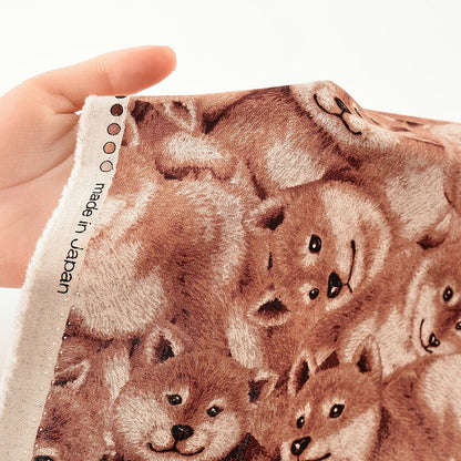 柴犬柄 綿麻キャンバス生地｜30cm×110cm カットクロス