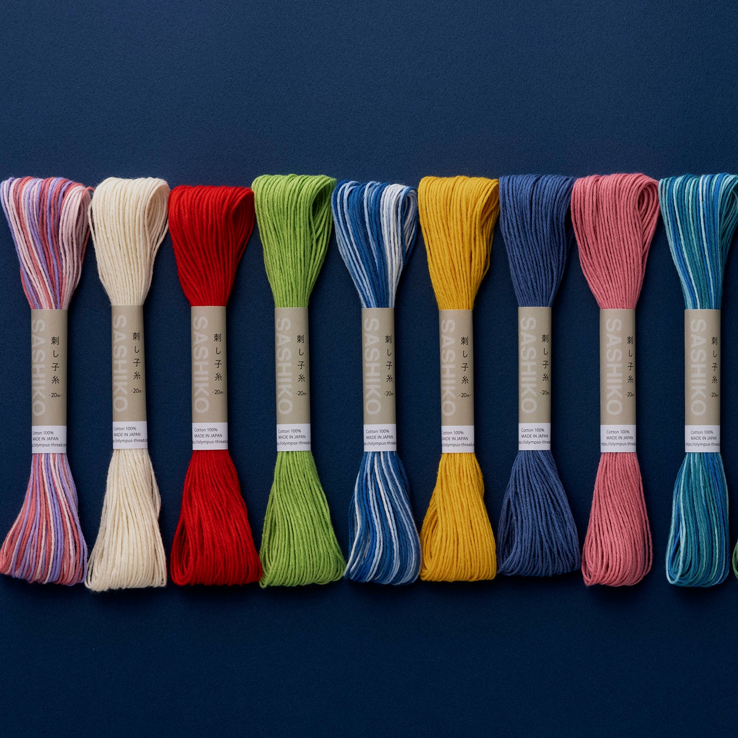 Olympus オリムパス  刺し子糸 【単色】20ｍ 全40色セット 綿100％ 日本製
