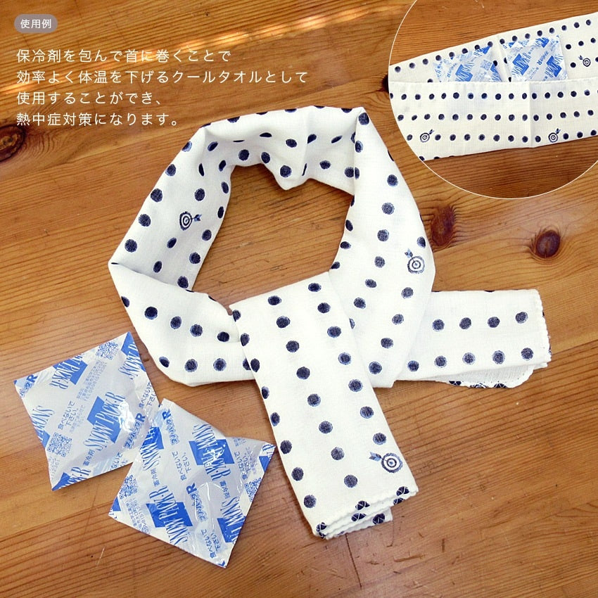 和ざらしガーゼ プリント二重ガーゼ手拭い〈豆絞り柄〉88×34cm カットクロス