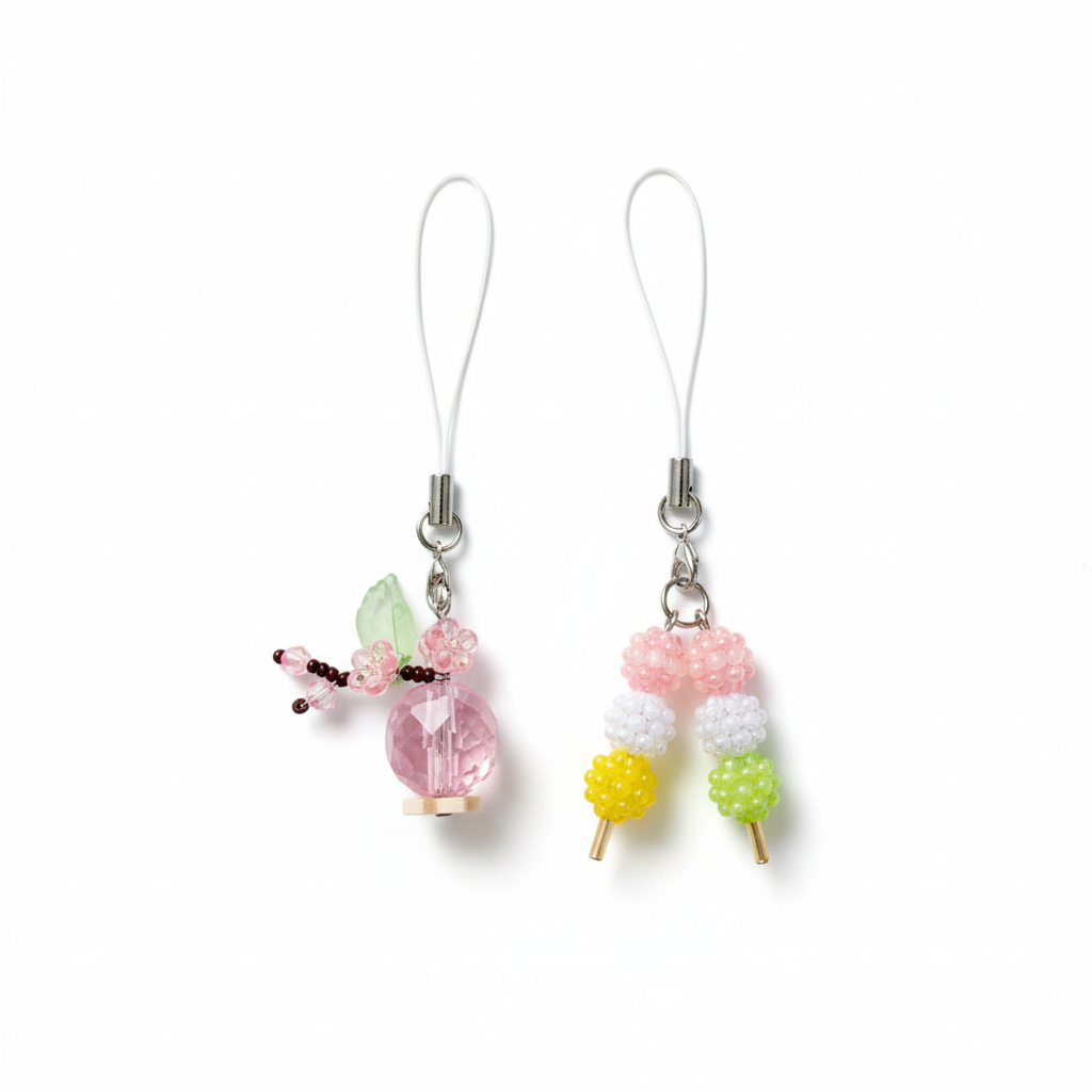 春のおとずれ お花見ストラップのキット（3色団子と桜） B-2119