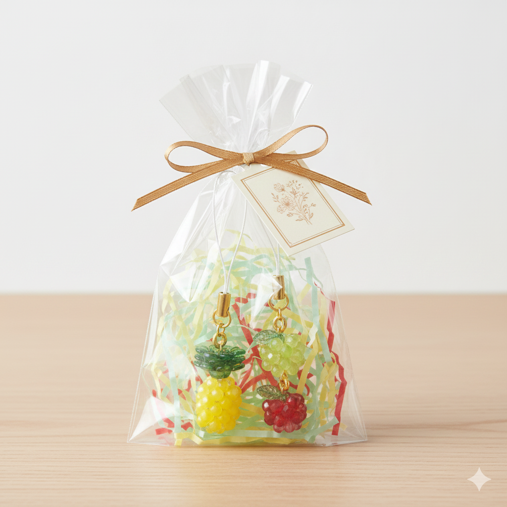 フルーツのストラップのキット (リンゴとパイナップル) 2個入り B-2113