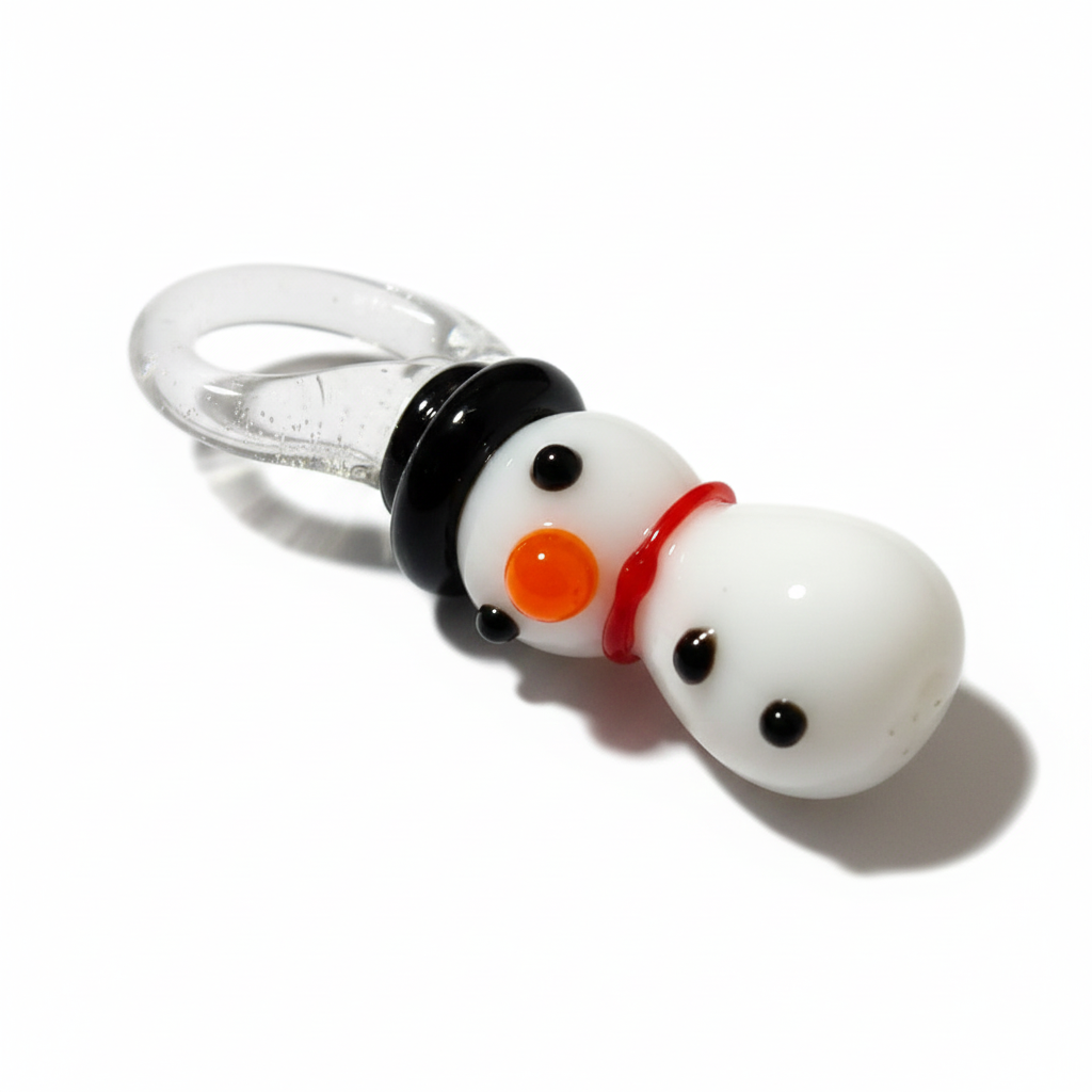 ハンドメイドガラスチャーム スノーマン 高さ約2.5cm