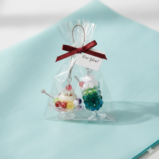 レトロ喫茶のストラップのキット  (クリームソーダ&プリンアラモード)2個入り B-2120