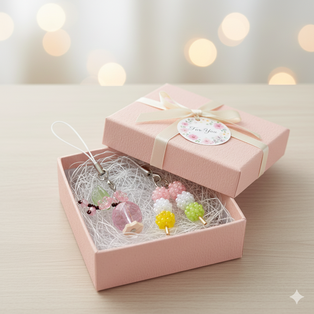 春のおとずれ お花見ストラップのキット（3色団子と桜） B-2119