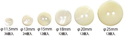 シェルボタン（白／アコヤ貝）φ11.5mm～φ25mm 6サイズ 日本製 IGA205