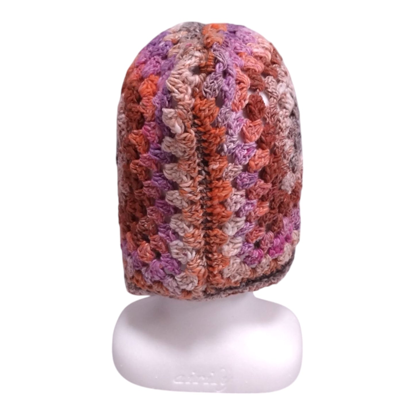 ハンドメイド・グラニースクエア ボンネット（大人用）— コットンシルク混・ピンク