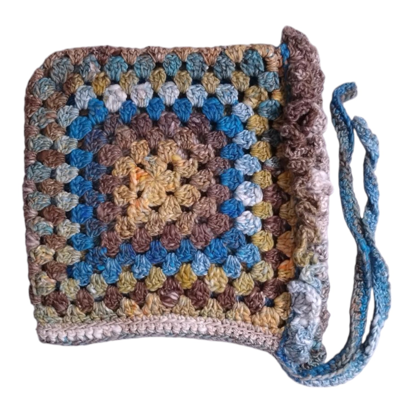 Handmade Granny Square Bonnet (Adult Size) – Cotton Silk Blend – Earth Tone Design – Made in Japan