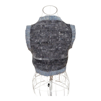ハンドメイド クロッシェクロップドベスト（グレーメランジ／ウール・シルク・モヘア混） レディース S