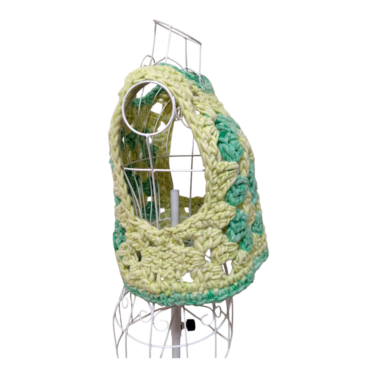 Handmade Crochet Granny Square Vest (100% Wool, Lime Green) Women's Sizes S-M